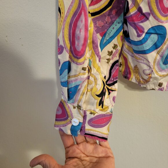 Forenza Vibrant Paisley Blouse in Pink, Blue, and Cream - Picture 6 of 9